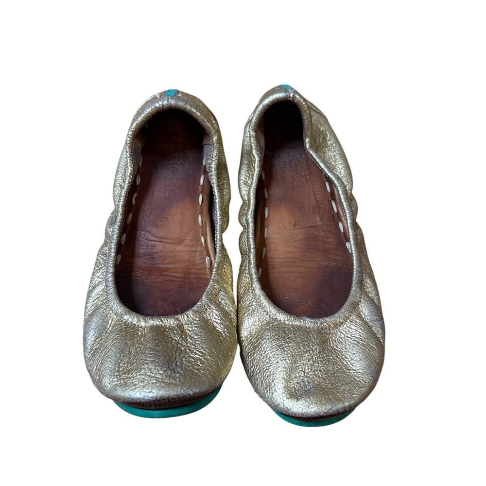 Tieks Ballet Flats Women Gold Metallic Leather Foldable Shoes SIZE 6